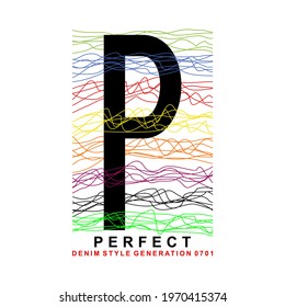 P symbol, line abstract background sign t shirt design print.