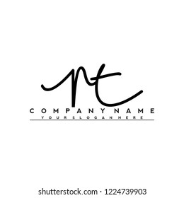 P T Initial handwriting logo vector