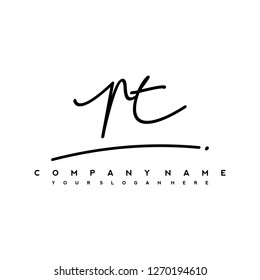 P T Initial handwriting logo vector