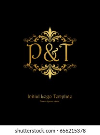 P & T initial wedding logo template vector