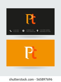 P & T Letter logo design vector element with Business cards
