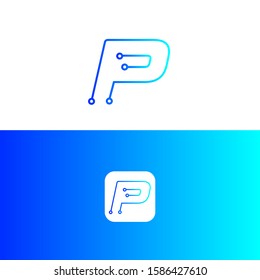 P tech letter logo design, P icon, 