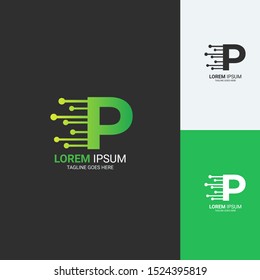 p tech logo template vektor