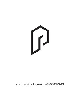 Ilusión de Vector de logotipo de línea de tecnología P