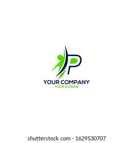 P Training Career Logo Design Vector