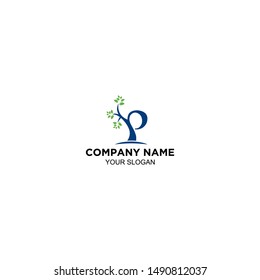 p tree logo design vector