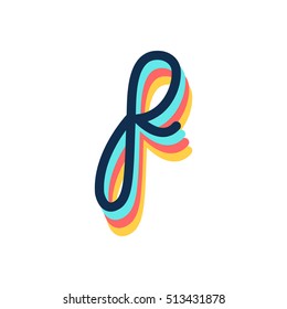 P type retro colors hand writing alphabets