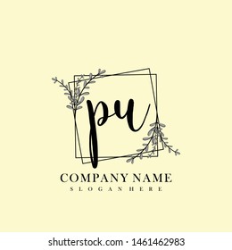 P U Initial beauty floral logo template