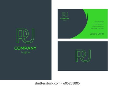 P & U Letter logo, with Business card Template