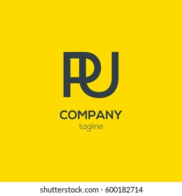 P & U Letter logo design vector element
