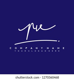 P V Initial handwriting logo vector