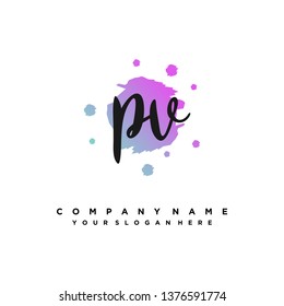 P V Initial handwriting logo vector