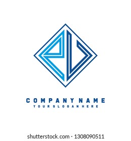 P V initial letter, modern logo design template vector