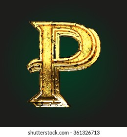 p vector golden letter