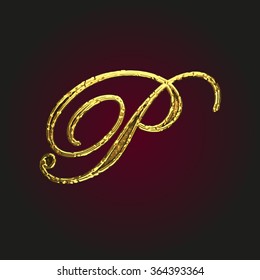 p vector golden letter