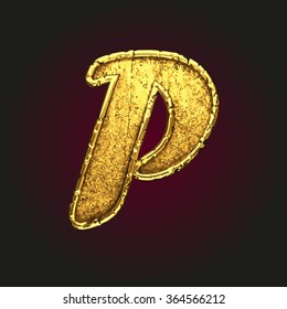p vector golden letter