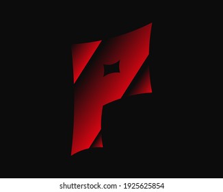 P vector horror, scary letter. Insane fear brutal font . For criminal or crime, horror dark night, wicked terrible design and more