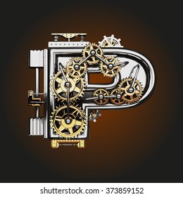 p vector letter with gears
