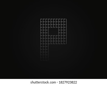 P vector lletter made of metal chain link fence. For logo, brand label, design elements, application and more. 