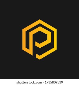 Logotipo del vector P en el estilo hexágono P. 