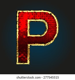 p vector red letter with gold
