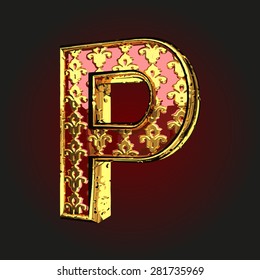 p vector red letter with gold