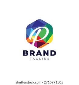 p logotipo geométrico vibrante com um moderno "p" que reflete criatividade e inovação.