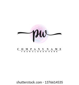 P W Initial handwriting logo vector