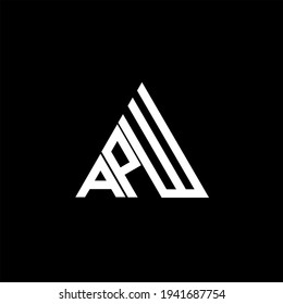A P W letters logo. Creative design on black color background. APW icon
