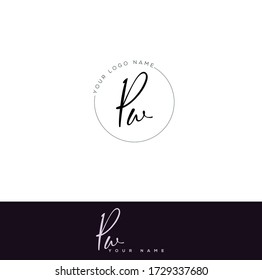 P W PW Initial letter handwriting and signature logo.	
