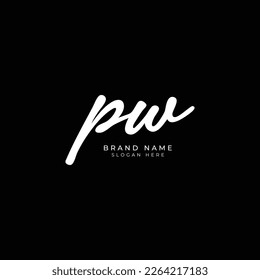 P, W, PW Initial letter handwriting and signature vector logo