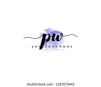P W PW Initial watercolor logo