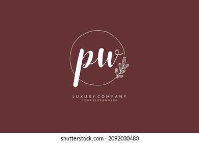 P W PW logo, Initial lettering handwriting or handwritten for identity. Logo with signature and hand drawn style.