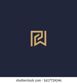 P & W or PW monogram logo in gold square shape