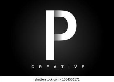 P white cuted letter with dark shadow vector illustration. Modern letter for logo, branding, label, mock-up, cover, company name, business emblem, textile, print, title, font or web page design.