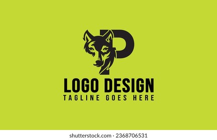 P With Wolf Alphabet letters Initials Monogram logo