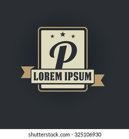 p writing deal stamp design template abstract vector elements for collective individuality emblem label or icon straight gathering conceptual stack unusual sign deal offset capital set signature accep