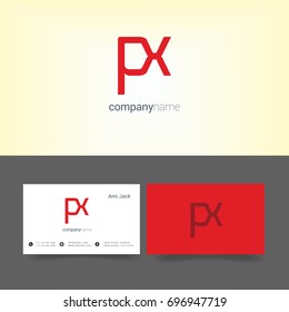 P X joint logo design vector with business card template