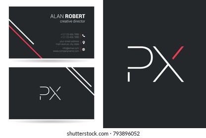P & X joint logo stroke letter design with business card template