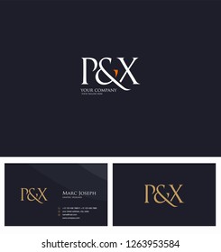 P & X letters Joint logo icon and Business card vector template.