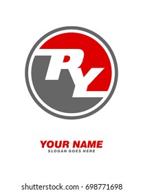 P Y initial circle logo template vector