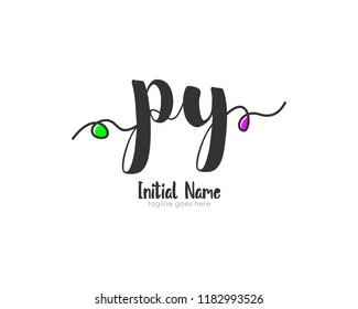 P Y Initial handwriting logo vector template