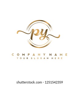 P Y Initial handwriting logo vector