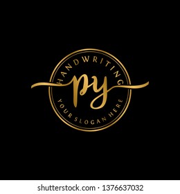 P Y Initial handwriting logo vector