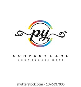 P Y Initial handwriting logo vector