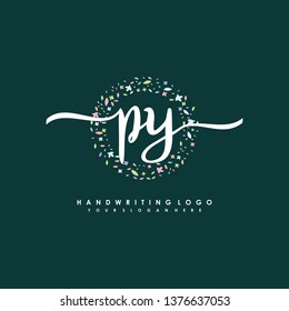 P Y Initial handwriting logo vector