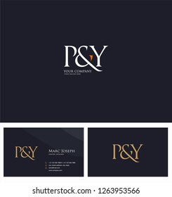 P & Y letters Joint logo icon and Business card vector template.