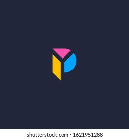 P and Y monogram logo in colorful geometric style