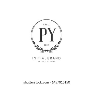 P Y PY Beauty vector initial logo, handwriting logo of initial signature, wedding, fashion, jewerly, boutique, floral and botanical with creative template for any company or business.