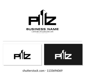 P Z Initial building logo concept